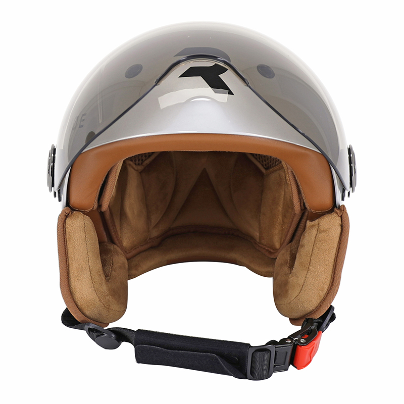 Casque vélo adulte Revoe Premium Urbain-City gris silver taille 55-56 visière réglable protection oreille amovible homologation EN1078+A1 - vue 4