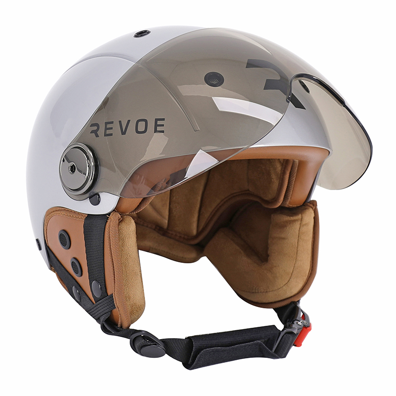 Casque vélo adulte Revoe Premium urbain-city gris silver taille 57-58 visière réglable protection oreille amovible homologation EN1078+A1 - vue 3