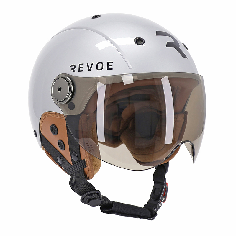 Casque velo adulte Revoe premium urbain-city gris silver taille 59-60 visiere reglable, protection oreille amovible (vendu en boite) compatible ebike et trottinette - homologation EN1078+A1 - vue 2