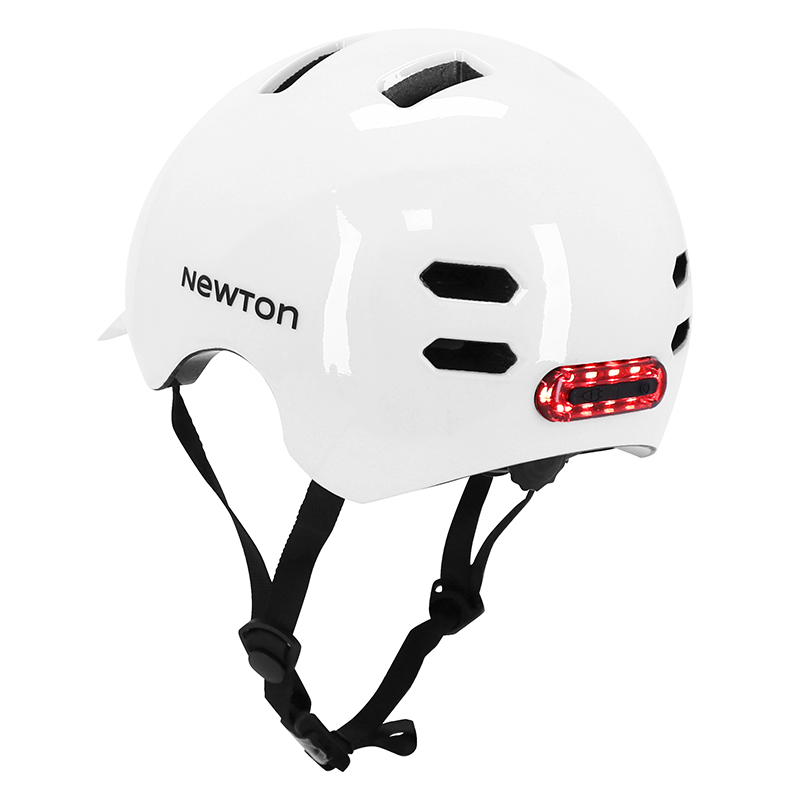 Casque vélo adulte Newton urbain-city V4 blanc brillant in-mold avec visière taille 58-61 éclairage intégré boucle Fidlock - vue 5