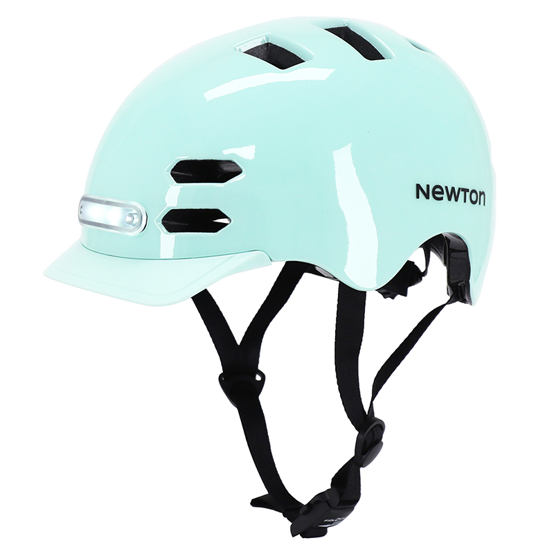 Casque vélo adulte Newton urbain-city V4 vert pastel taille 55-58 avec éclairage intégré et visière - vue 3