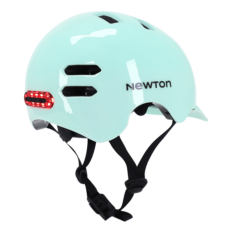 Casque vélo adulte Newton urbain-city V4 vert pastel in-mold avec éclairage intégré et visière taille 58-61 boucle Fidlock - vue 7