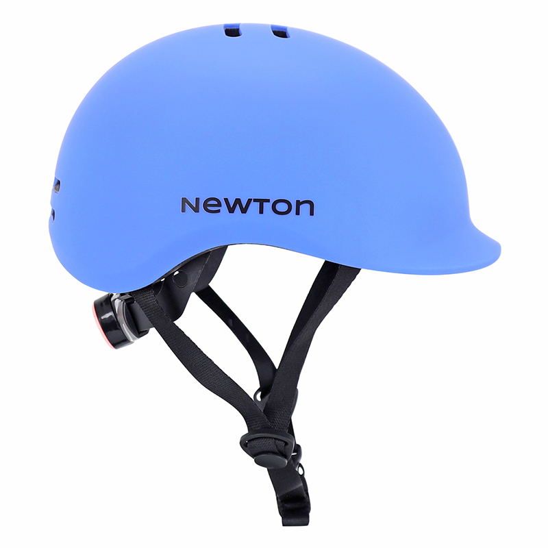 Casque vélo adulte Newton urbain City bleu mat in-mold avec visière et éclairage intégré taille 55-58 - vue 8