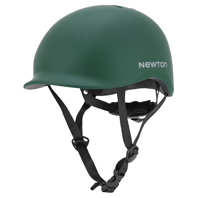 Casque vélo adulte NEWTON urbain vert mat in-mold avec visière et éclairage intégré 55-58 cm - vue 3