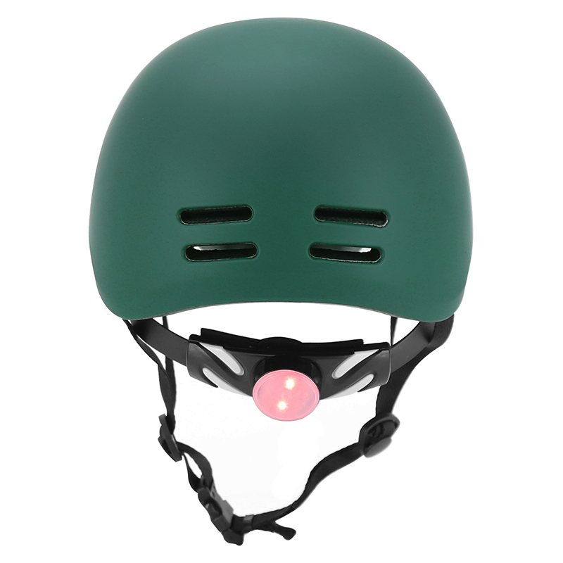 Casque vélo adulte NEWTON urbain vert mat in-mold avec visière et éclairage intégré 55-58 cm - vue 6