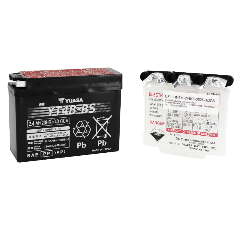 Batterie 12V 2,4 ah YT4B-BS Yuasa MF sans entretien livree avec pack acide (lg114xl39xh87mm) - vue 2