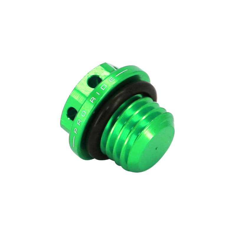 Bouchon d'huile 50 a boite Krm Pro Ride pour minarelli 50 AM6-BETA 50 rr-rieju 50 mrt-sherco 50 SM-R, se-r alu CNC vert - vue 2