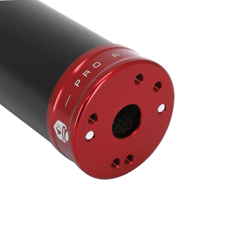 Silencieux KRM Pro Ride 50 aluminium noir-rouge montage universel passage à droite - vue 2