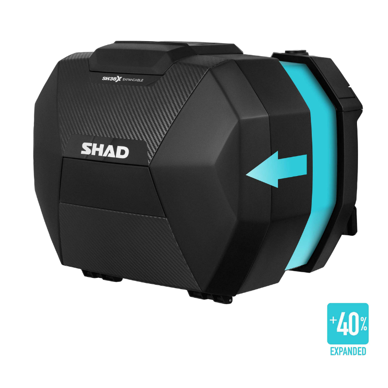 VALISE LATERALE-SIDE-CASE SHAD SH38X EXPANDABLE 38L NOIR-CARBONE (fixation 3P, 4P SYSTEM vendue séparément) (D0B36200) (PAIRE) - vue 2