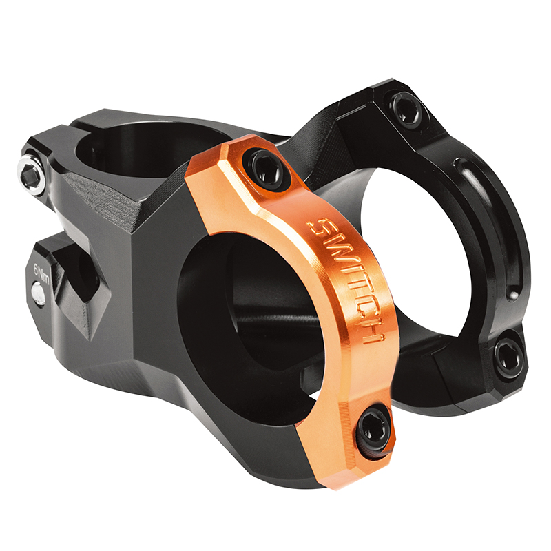 Potence VTT Switch Rocker alu CNC noir-orange cintre 35 mm DH 35 mm