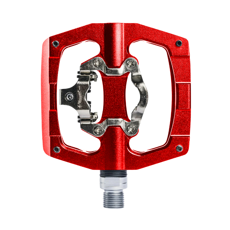 Pédales VTT plates Switch automatique ou standard alu CNC rouge 90 x 90 mm compatibles Shimano SPD (paire) - vue 2