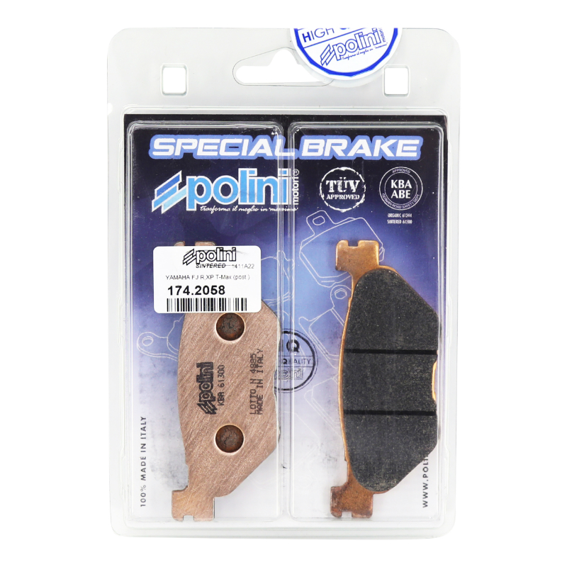 Plaquette de frein Polini pour yamaha 560 TMAX 2020+ ar, 530 TMAX 2012+2019 ar, 500 TMAX 2001+2003 ar (l 100MM - h 39MM - p 11,6MM) (174.2058) (metal fritte) - vue 2
