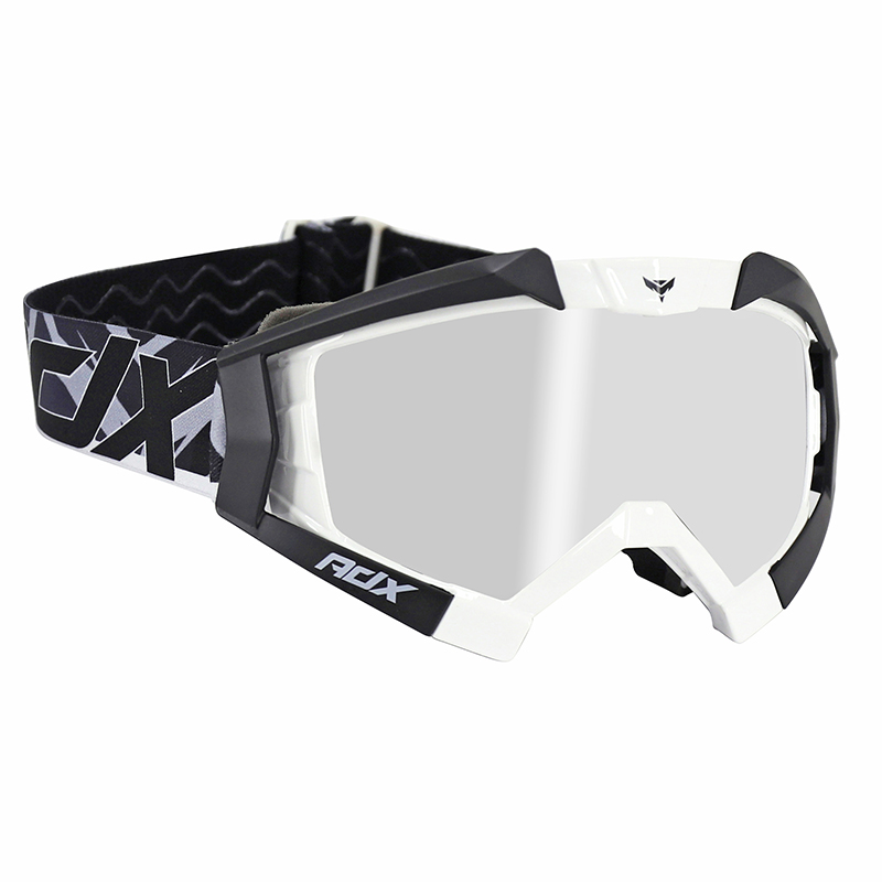 Masque-lunettes cross ADX MX blanc-noir écran transparent anti-rayures homologué EN1938 + écran miroir - vue 2