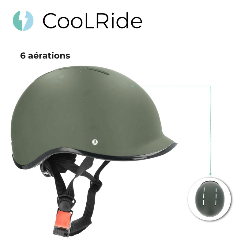 Casque vélo adulte Sélection P2R Coolride urbain-city kaki 59-61 cm - vue 8