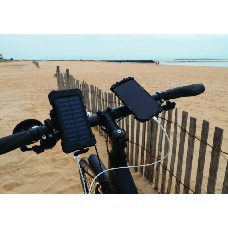 Support smartphone universel Sélection P2R aluminium avec fixation guidon et batterie solaire - vue 2