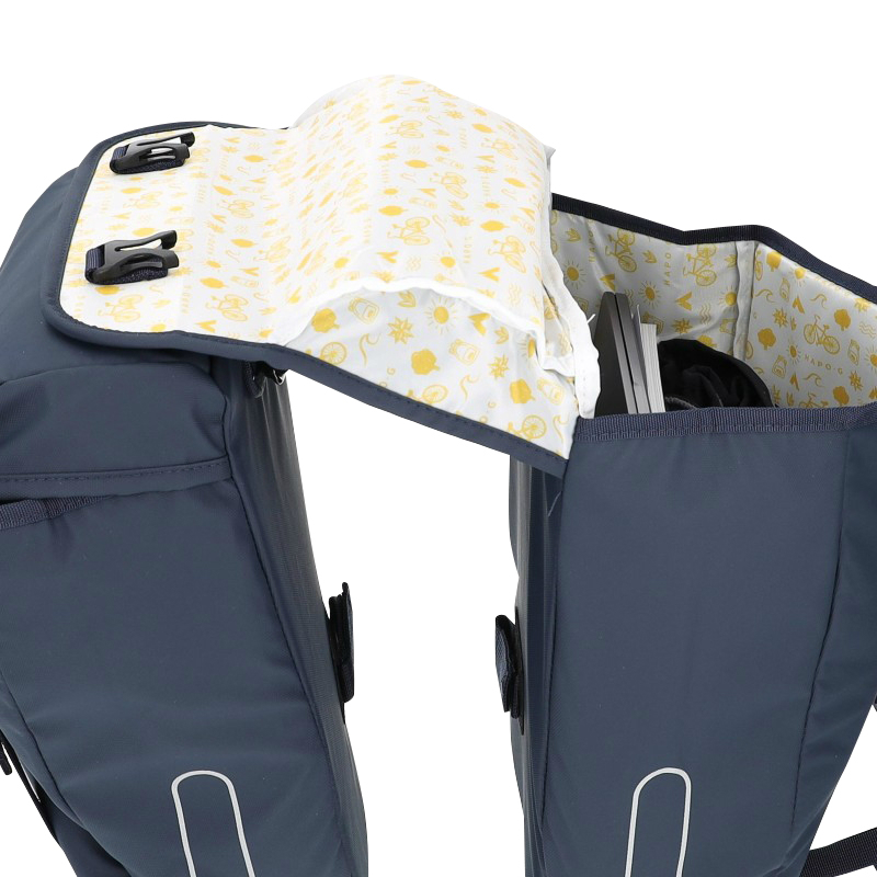 Sacoche arrière vélo double Hapo.G 2X13,5L bleu 35X34X13cm fixation sangles réglables et velcros - vue 5