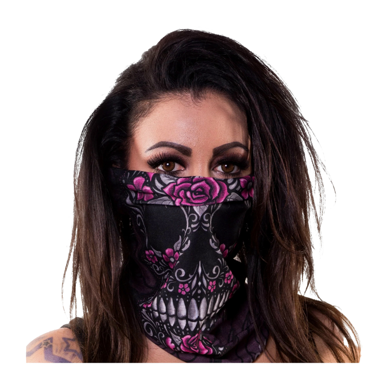 Tour de cou Lethal Threat floral skull face printemps-été - vue 2