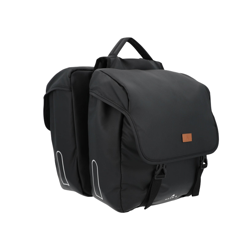 Sacoche arriere velo double hapo.g 2X13,5L noir (35X34X13CM) - fixation sangles reglables et velcros sur porte bagage - vue 2