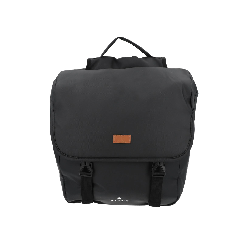 Sacoche arriere velo double hapo.g 2X13,5L noir (35X34X13CM) - fixation sangles reglables et velcros sur porte bagage - vue 3