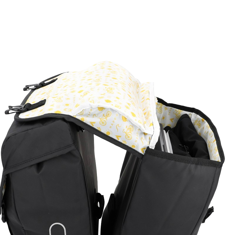 Sacoche arriere velo double hapo.g 2X13,5L noir (35X34X13CM) - fixation sangles reglables et velcros sur porte bagage - vue 7