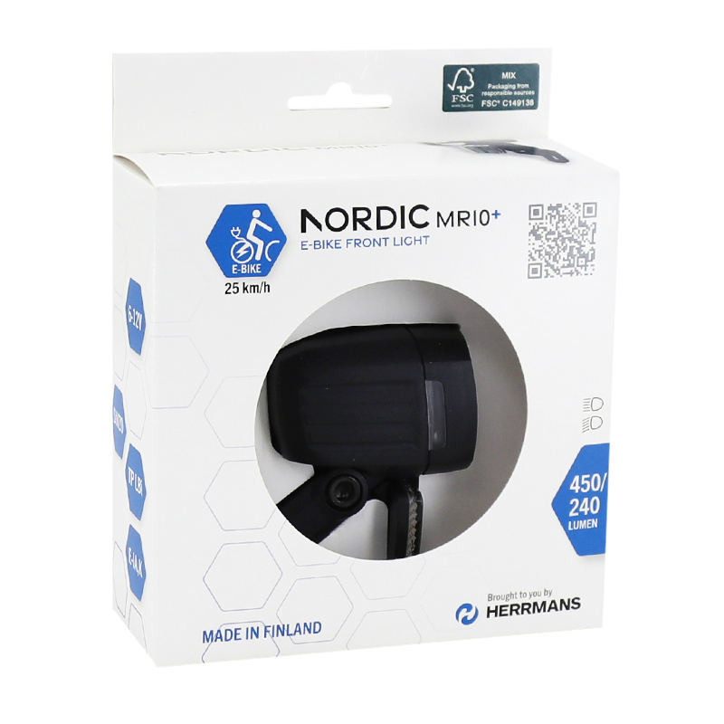 Éclairage vélo VAE Herrmans MR10+ phare avant 240-450 lumens 12V noir - vue 3