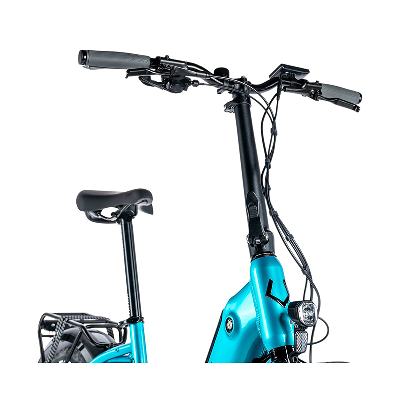Vélo électrique pliant fat bike Leader Fox Cody 20" mixte bleu clair 7V moteur roue arrière Bafang 36V 80Nm batterie 16Ah - vue 2