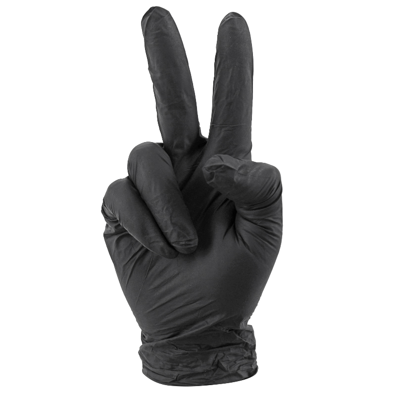 Gants d'atelier nitrile à usage unique noir T8 M boîte de 100 P2R - vue 2