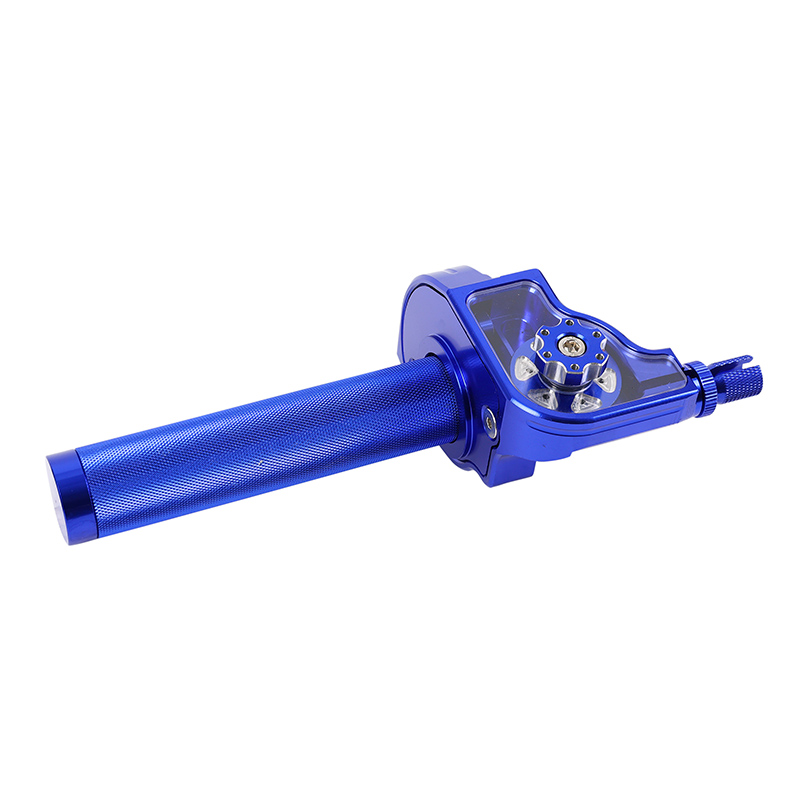 Poignée de gaz 50 à boîte tirage rapide 30° alu CNC bleu Replay - vue 2