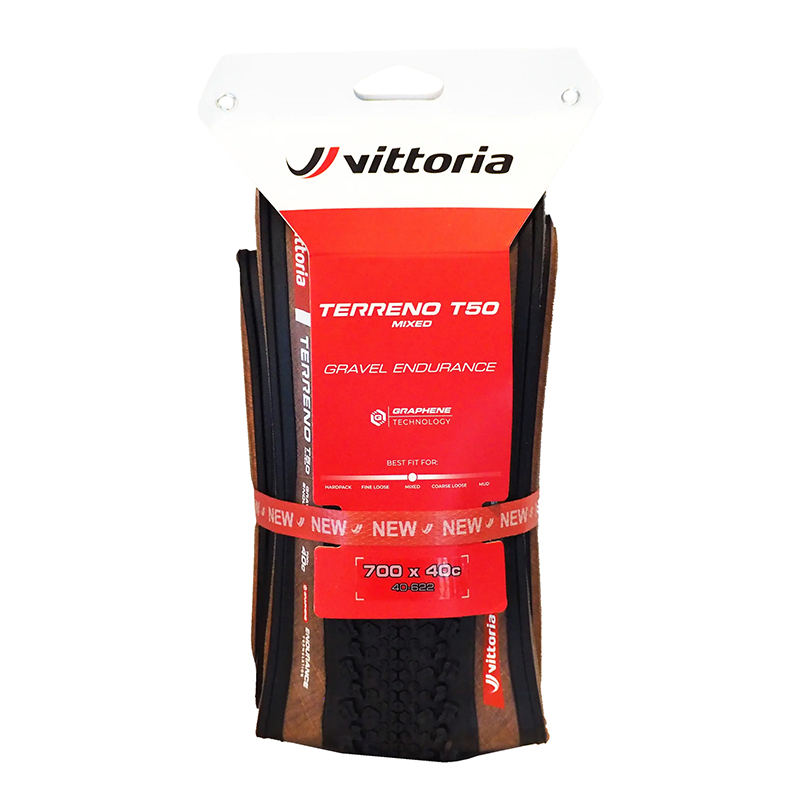 Pneu gravel Vittoria Terreno T50 Mixed Endurance Graphene 2.0 700 x 45 tubeless ready noir-marron - vue 3