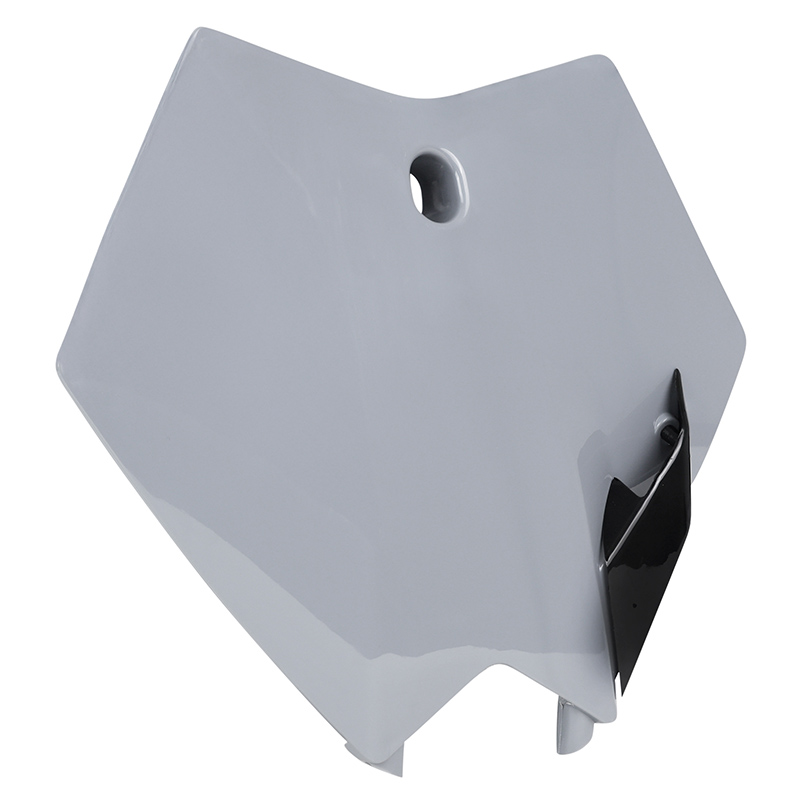 Plaque numéro-tête de fourche 50 à boîte universelle Replay type KTM gris Nardo sans éclairage