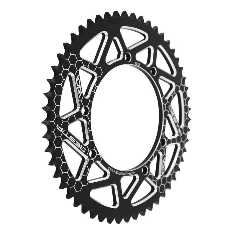 Couronne Voca Racing 53 dents 428 aluminium CNC noir Sherco 50 - vue 2