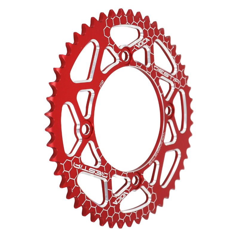Couronne Voca Racing 50 dents adaptable Sherco 50 Supermotard/SM-R Enduro/SM RS Factory 428 53 DTS alu CNC rouge - vue 2