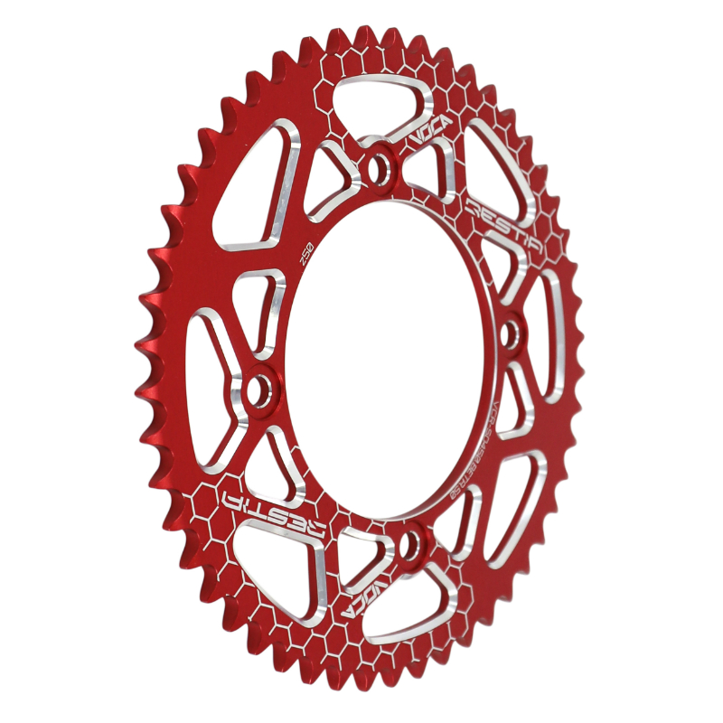 Couronne Voca Racing 50 dents adaptable Beta 50 RR Enduro/Motard/Standard 420 alu CNC rouge - vue 2