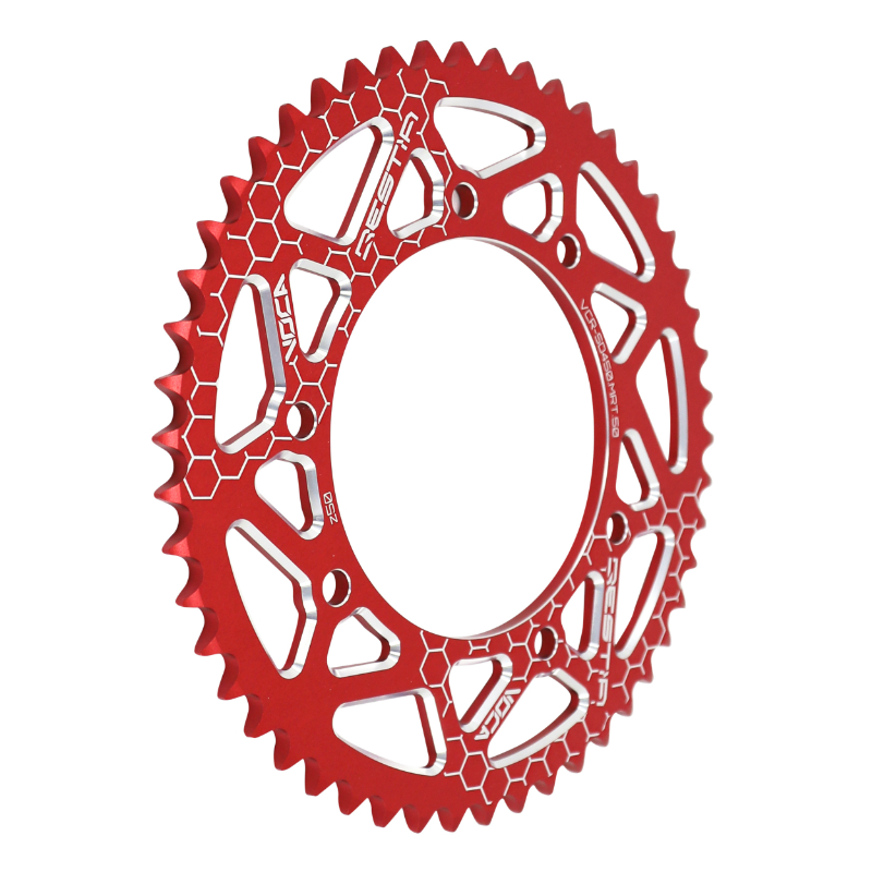 Couronne 50 VOCA RACING boîte adaptable Aprilia RX 2006-2017 Derbi Senda X-Race 2004-2011 Rieju MRT 2009+ RS3 2011-2016 420 50 DTS alu CNC rouge (diam 105-125-8.5) - vue 2