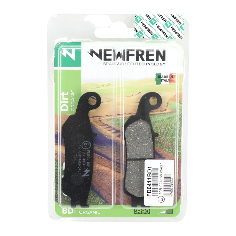 Plaquette de frein Newfren pour yamaha 125 YZ 2008+2024, 250 YZ 2008+2023, 450 YZ f 2016+2024 av - fantic 125 xe 2021+, 250 xef 2021+ av (l 94.5MM - h 32MM - p 7.5MM) (FD0411SD) (dirt organique) - vue 2