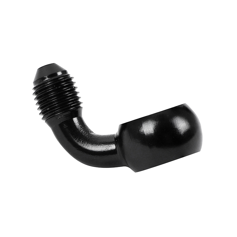Raccord banjo durite de frein diamètre intérieur 10 mm diamètre extérieur M10 x 125 coude 90° aluminium noir P2R - vue 2
