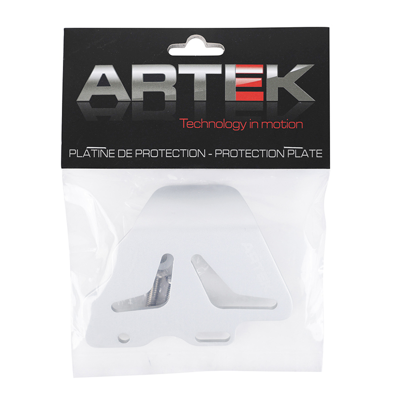 Platine de protection maître-cylindre frein arrière 50 Artek universel 40-50 mm entraxe aluminium CNC argent - vue 5