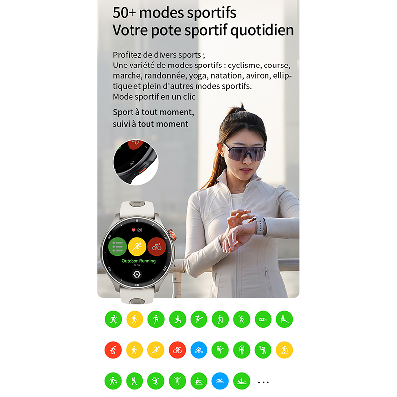 Montre GPS iGPSPORT LW10 noir - Compteur, calories, fréquence cardiaque, sommeil, notifications - vue 8