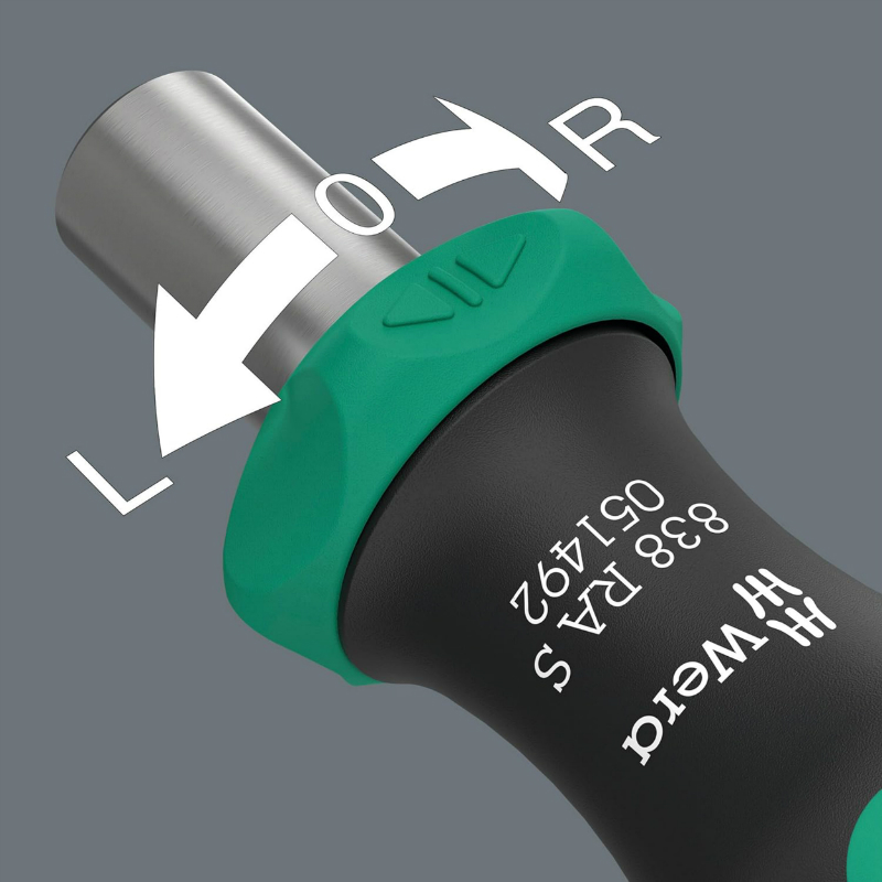 Tournevis porte-embout Wera 838 RA-S 1-4 avec embouts vissage noir-vert fonction cliquet - Set 14 pièces - vue 5