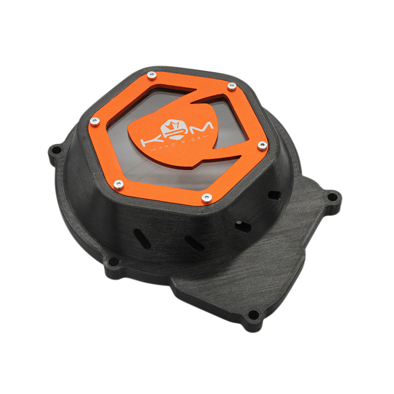 Carter allumage 50 a boite Krm Pro Ride pour minarelli 50 AM6-BETA 50 rr-rieju 50 mrt-sherco 50 SM-R, se-r noir-orange (partie alu reversible) - vue 2