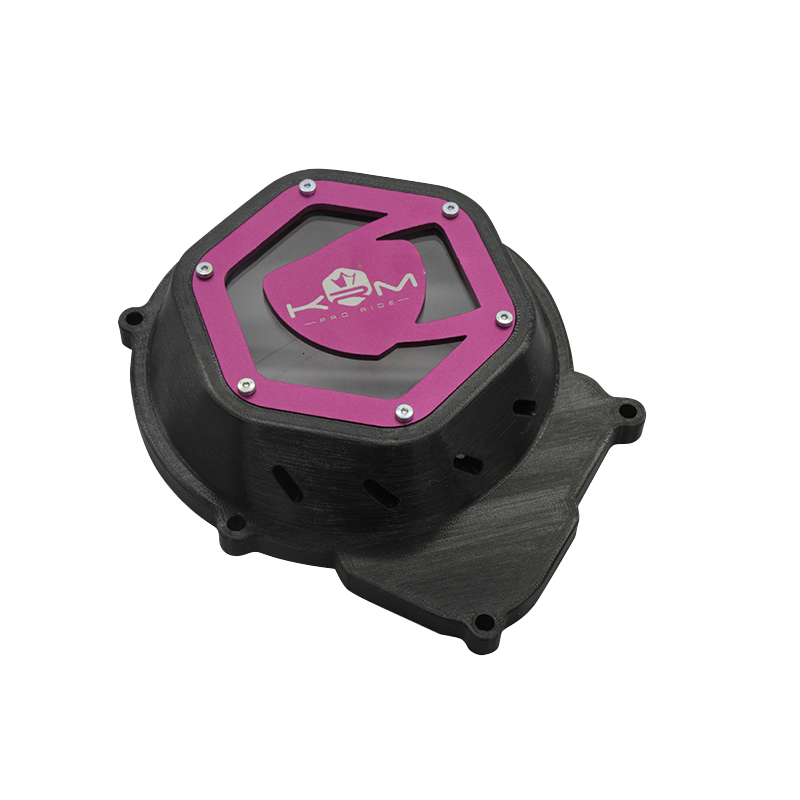 Carter allumage 50 a boite Krm Pro Ride pour minarelli 50 AM6-BETA 50 rr-rieju 50 mrt-sherco 50 SM-R, se-r noir-rose (partie alu reversible) - vue 2