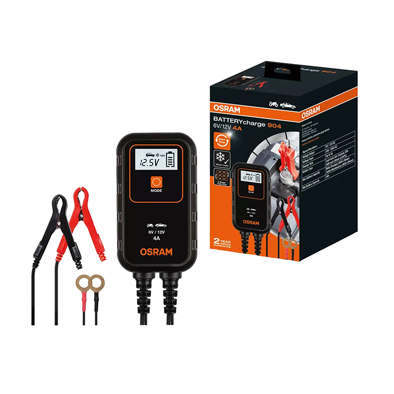 Chargeur de batterie et maintien de charge Osram battery charge 904 automatique 6-12V (convient pour toutes batteries au plomb conventionnelles, sans entretien, lithium, agm et gel jusqu'a 90AH) - vue 6