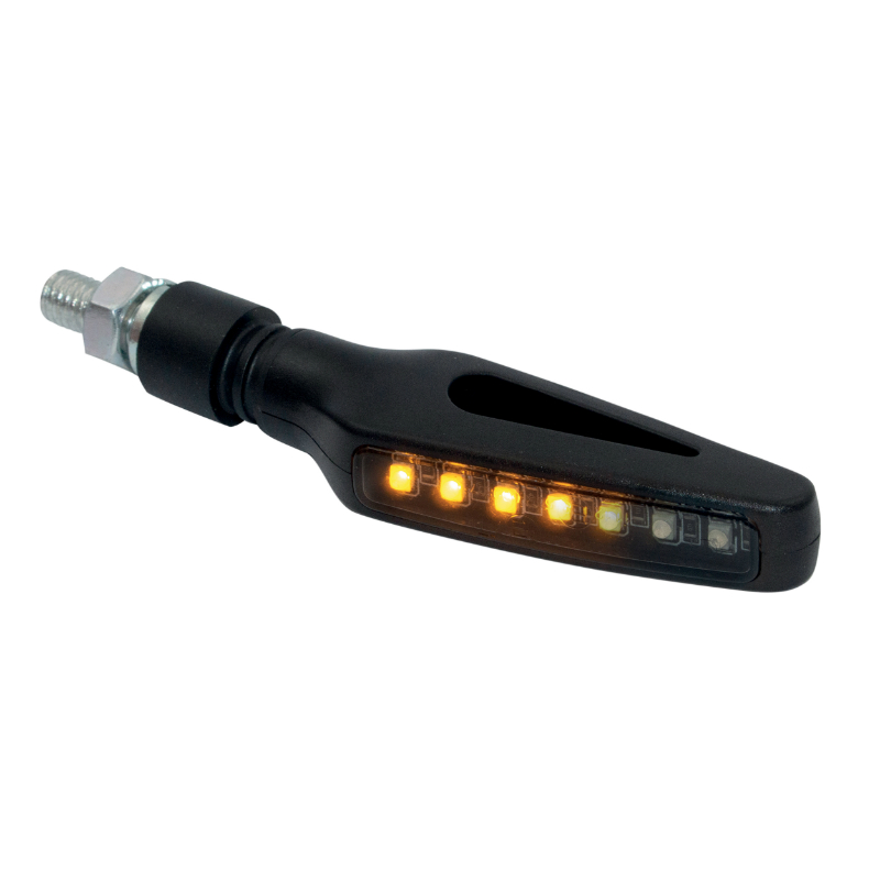 Clignotant sequentiel moto Taac FR02 7 leds fume-noir (M8 - long 96MM - h 15MM) (paire) qualite premium -homologue ece - vue 2