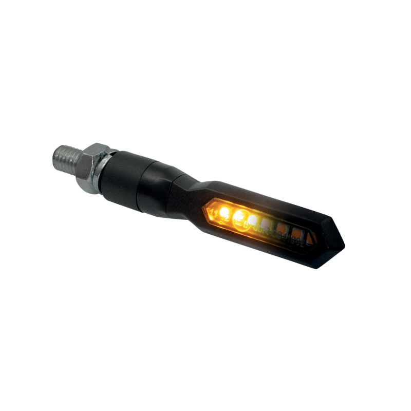 Clignotant sequentiel moto Taac FR04 7 leds fume-noir (M8 - long 74MM - h 15MM) (paire) qualite premium -homologue ece - vue 2
