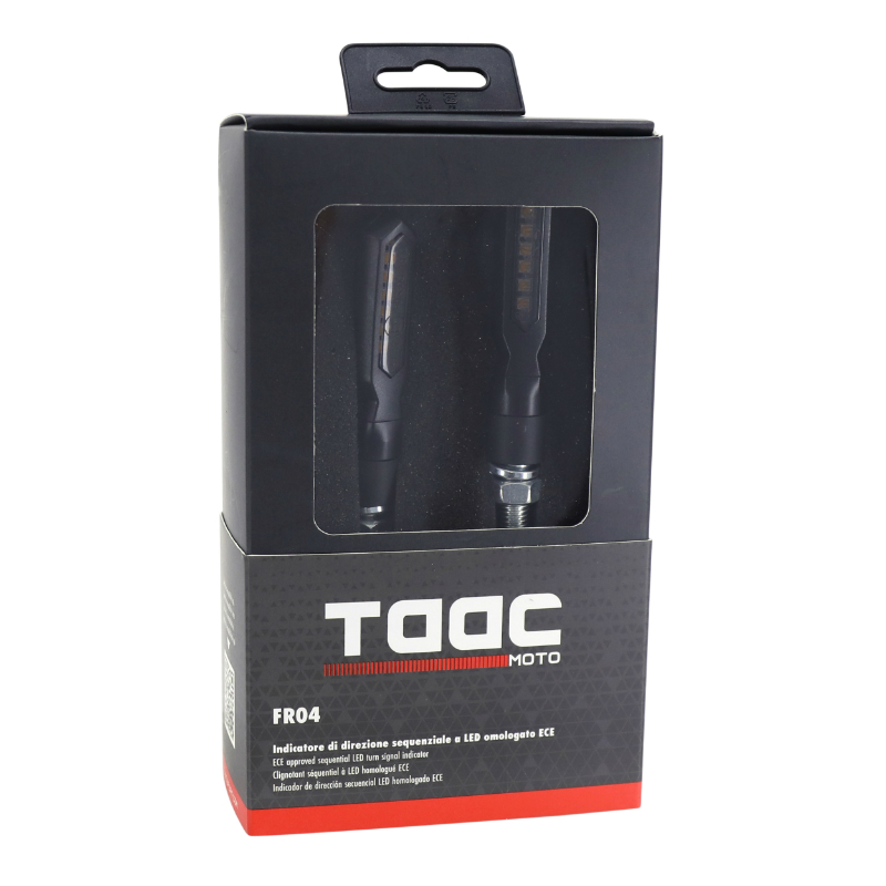 Clignotant sequentiel moto Taac FR04 7 leds fume-noir (M8 - long 74MM - h 15MM) (paire) qualite premium -homologue ece - vue 5