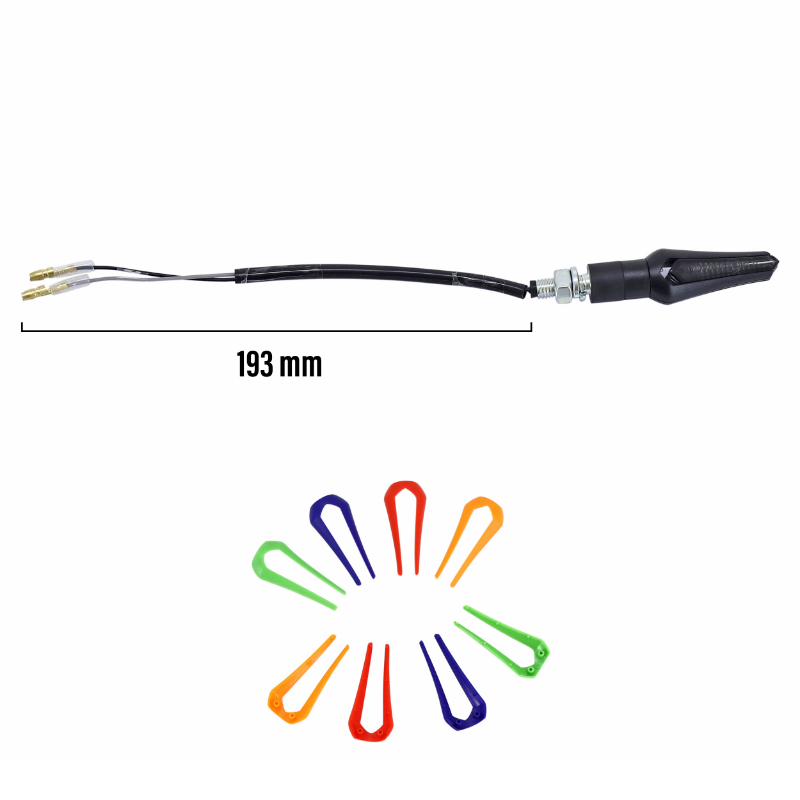 Clignotant moto Taac FR05 4 leds fume-noir livree avec 5 coques interchangeable (M8 - long 72MM - h 22MM) (paire) qualite premium -homologue ece - vue 3