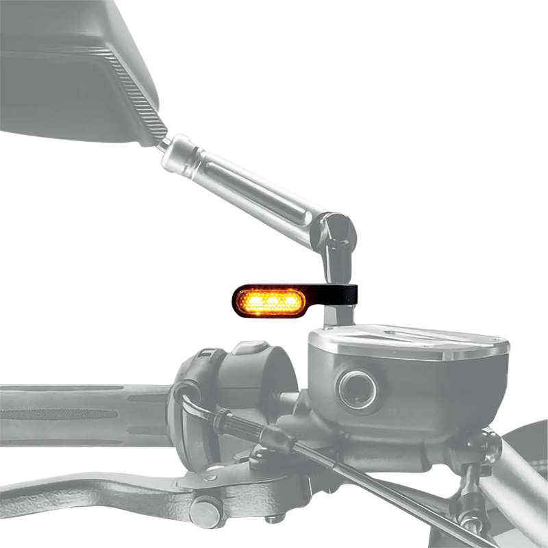 Clignotant moto Taac FR08 3 leds fume-noir fixation retroviseur (diam 8MM - long 46MM - h 13MM) (paire) qualite premium -homologue ece - vue 4