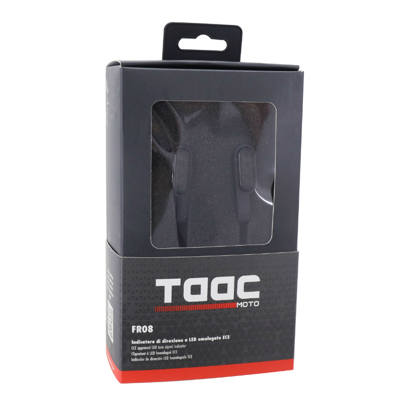 Clignotant moto Taac FR08 3 leds fume-noir fixation retroviseur (diam 8MM - long 46MM - h 13MM) (paire) qualite premium -homologue ece - vue 5