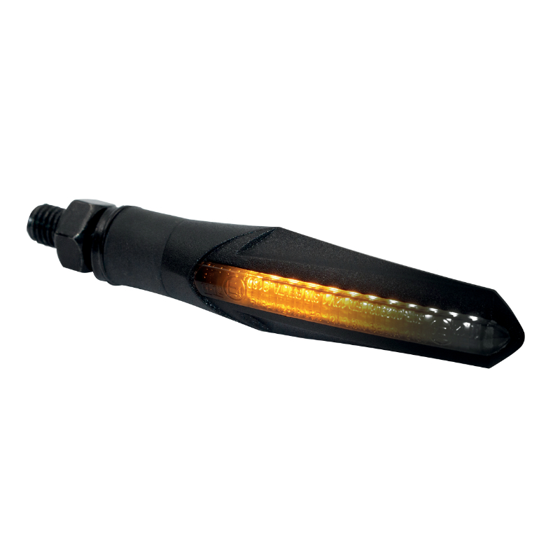 Clignotant sequentiel moto Taac FR09 11 leds fume-noir (M8 - long 85MM - h 20MM) (paire) qualite premium -homologue ece - vue 2