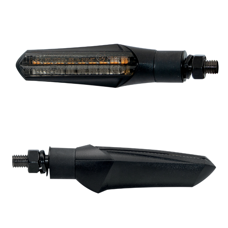 Clignotant sequentiel moto Taac FR10 18 leds fume-noir avec fonction feu de position et feu stop (M8 - long 92MM - h 24MM) (paire) qualite premium -homologue ece